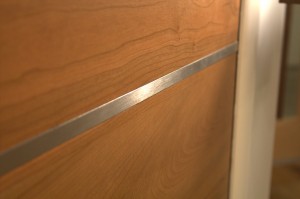 Metal Inlay, Brushed Stainless Steel on Cherry Door