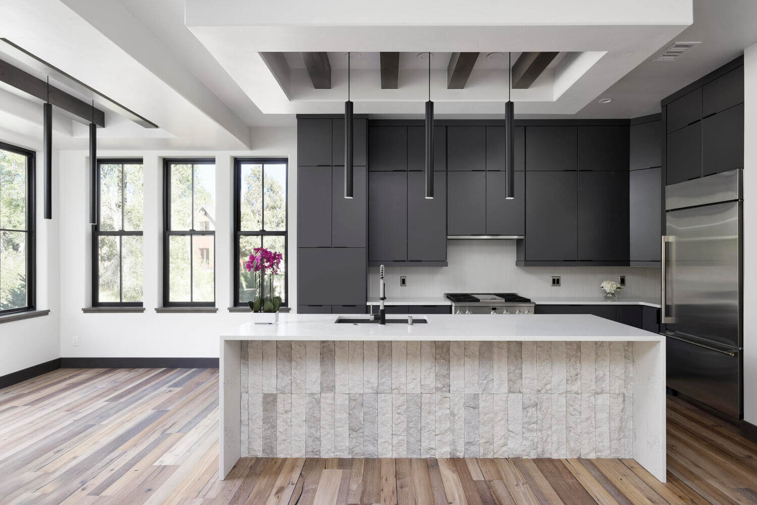 Wood Beams in a Modern Kitchen