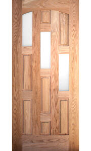 7-panel, 3-lite Door in Red Oak