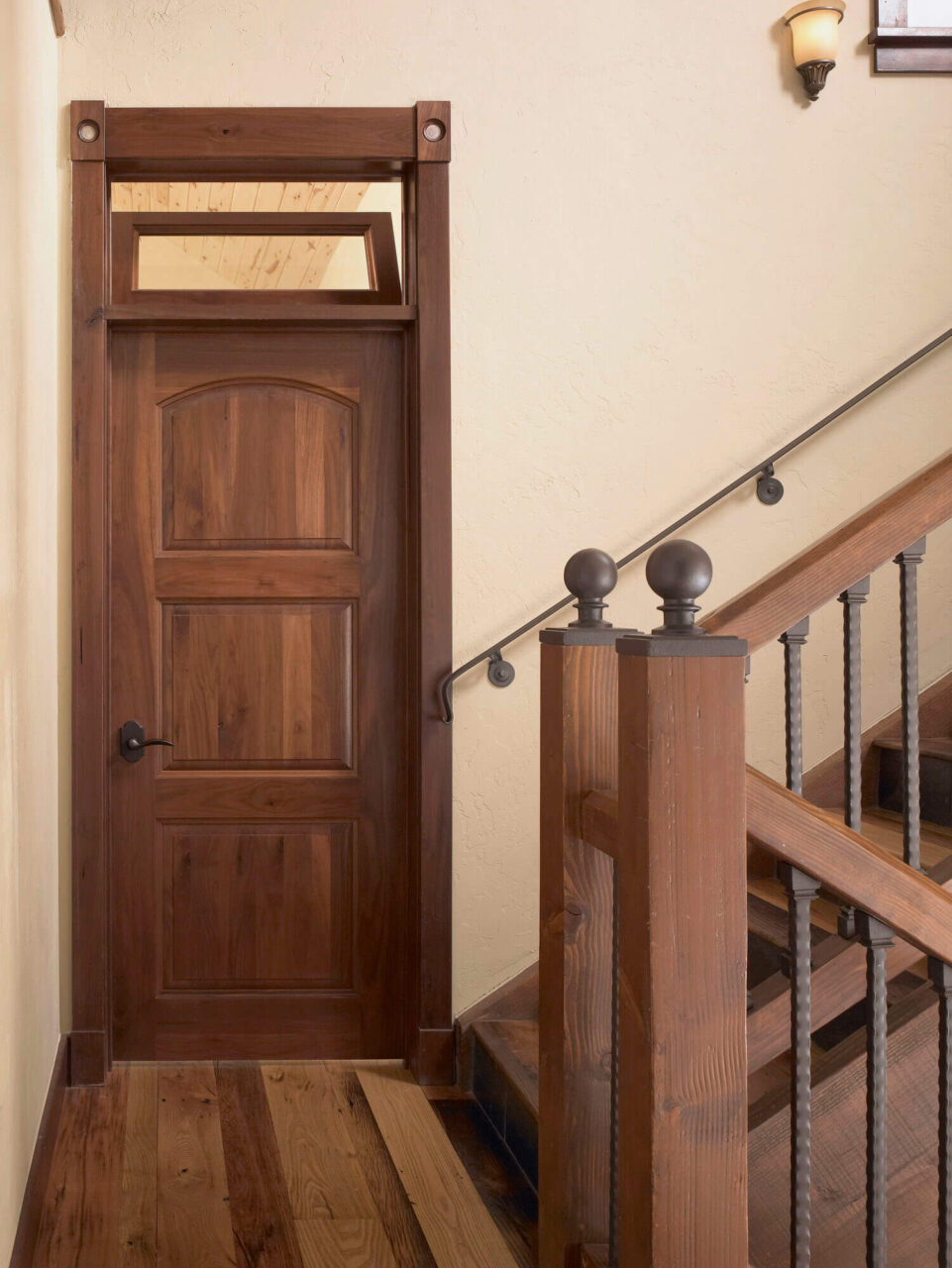 Walnut three panel door with Rio Grande glaze finish
