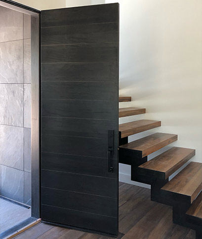 Modern Maple Wormy Door with Blackcurrant Stain - SQ-0000-F120