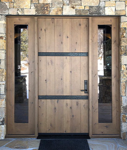 Rustic Exterior Door with Metal Inlays - SQ-0000-F001-P