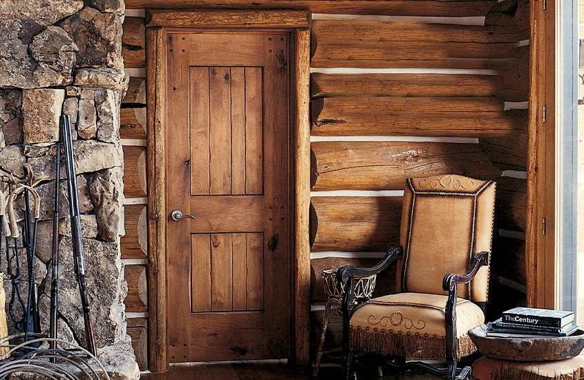 Rustic Interior Wood Door SQ-0200-D008-P