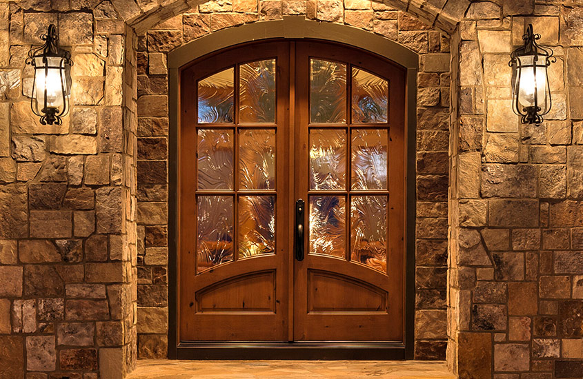 Traditional Alder Knotty Exterior Door with Barouque - FH-0106-D140