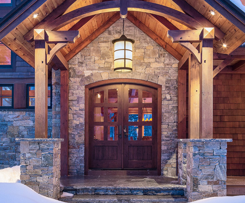 Traditional Arched Top Wood Double Doors FH-0106-D008-P