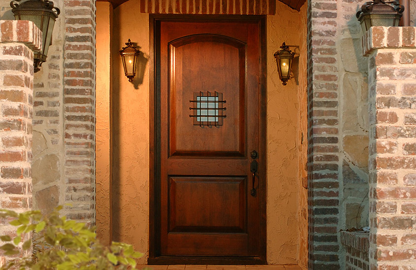 Exterior Cedar Spanish Pine Knot Wood Panel Door - TF-0200-D008