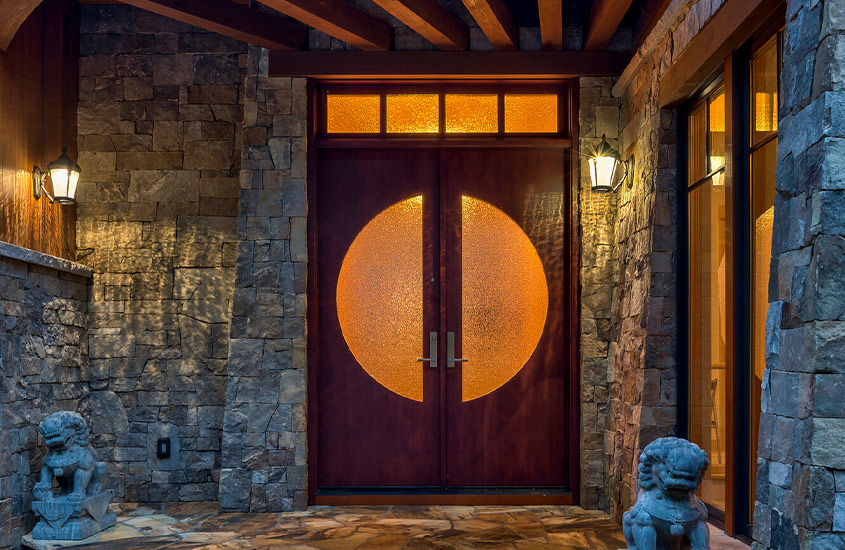 Modern Maple Hard with Corsica Glass Exterior Double Door - SQ-0001-F007