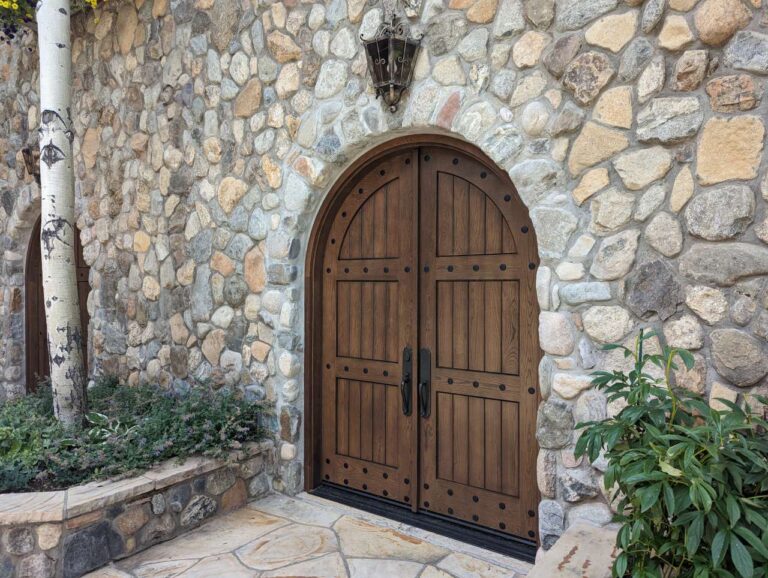 Rustic White Ash Arched Double Door